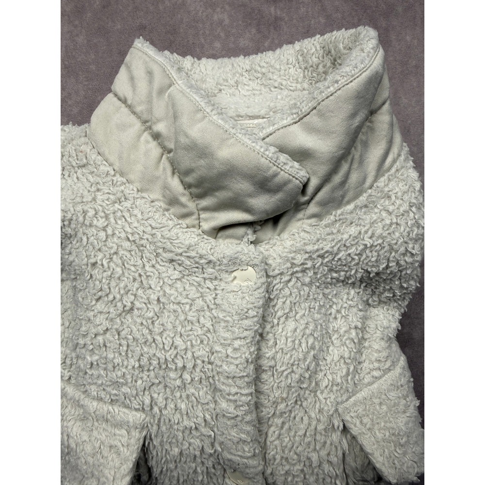Rabbit Sherpa Fleece Shirt Jacket Cream Off White Cozy Casual Winter Women M‎ - Picture 10 of 16